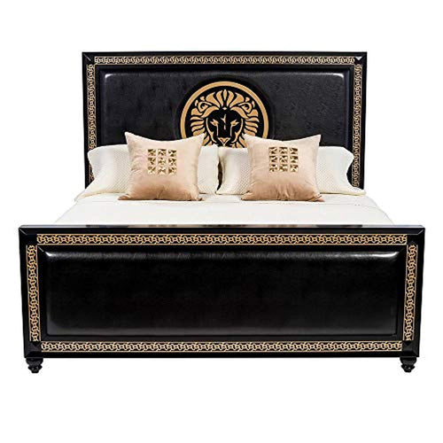 King Onyx Bed Black Gold Trim Bedroom Furniture Set - EK CHIC HOME