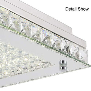 Dimmable LED Ceiling Lights, 10inch Glass Shade Crystal Flush Mount Ceiling Light - EK CHIC HOME