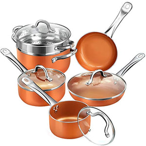 Tech Real Copper Infused Ceramic Coating 10 Pieces Cookware Set, - EK CHIC HOME