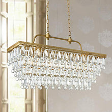 Load image into Gallery viewer, Modern Crystal Rectangle Chandelier LED Ceiling Light Fixture  H20in x W12in x L31in - EK CHIC HOME