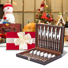 Load image into Gallery viewer, Elegant 24 Piece Flatware Set, Dinnerware Set Service for 6 with Wooden Gift Box ( Silver ) - EK CHIC HOME