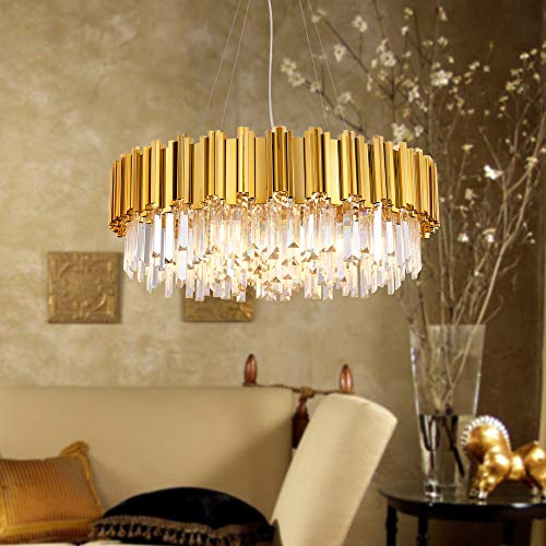 Luxury  Raindrop Gold Plated Modern Crystal Chandelier W27.6
