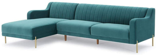 Oblach Collection Modern Style Velvet Upholstered Sectional Sofa with 3 Throw Pillows - EK CHIC HOME