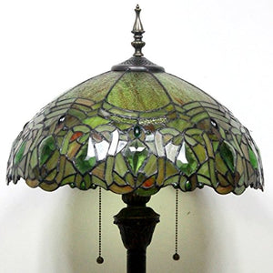 Tiffany Floor Standing Lamp 64 Inch Tall Green Red Bend Stained Glass Shade 2 Light - EK CHIC HOME
