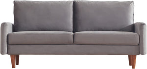 78'' W Velvet Mid-Century Sofa with Bolster Pillows - EK CHIC HOME