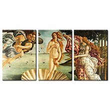 Load image into Gallery viewer, 3 Panel World Famous Painting Reproduction on Canvas Wall Art - The Birth of Venus by Sandro Botticelli Ready to Hang - EK CHIC HOME