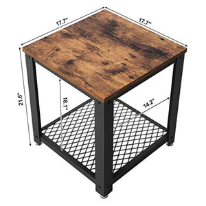 Industrial End, 2-Tier Side Table with Storage Shelf Vintage - EK CHIC HOME