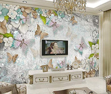 Load image into Gallery viewer, 3D Pearl Flower Wall Mural Colorful Butterfly Wall Print Mediterranean Home Decor - EK CHIC HOME