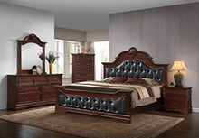 Load image into Gallery viewer, Antique Brown KING Size Upholstered Bed Bedroom Set, Bed, Dresser, Mirror, Chest &amp; 2 Night Stands - EK CHIC HOME