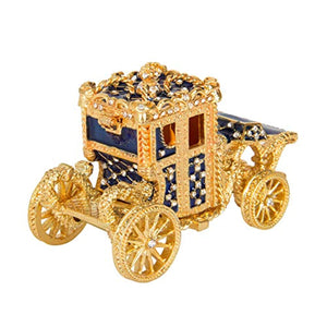 Vintage Hand Painted Royal Carriage Hinged Jewelry Trinket Box - EK CHIC HOME