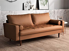 Load image into Gallery viewer, Orion Mid Century Modern Faux Leather Upholstered Sofa Loveseat Set with Bolster Pillows - EK CHIC HOME