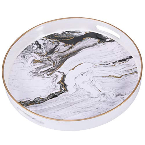 Decorative Tray, Marbling Plastic Tray with Handles - EK CHIC HOME