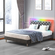 Load image into Gallery viewer, Platform Bed Frame with RGB LED Headboard, Queen Size Bed Frame with Music - EK CHIC HOME