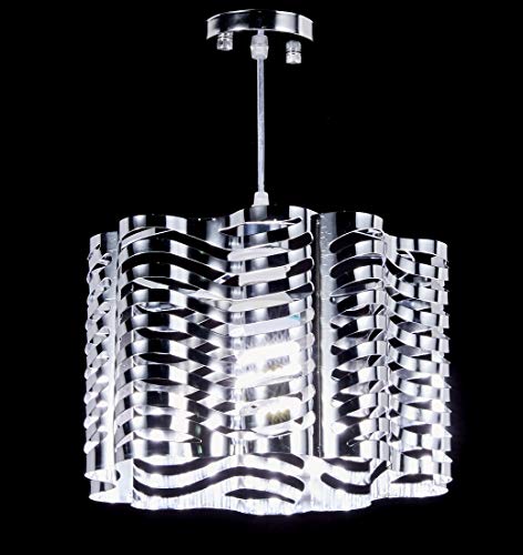 1-Light Chrome Finish Metal Shade Chandelier Hanging Pendant Ceiling Lamp Fixture - EK CHIC HOME