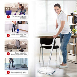 Cordless Electric Spin Mop, Spray Wireless Dual- Head Mop with LED Light - EK CHIC HOME