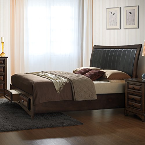 6pcs Light Espresso Finish Queen Bedroom Set - EK CHIC HOME