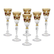 Load image into Gallery viewer, Crystal Set of 6 Bohemian Handcrafted Hand Painted 24K Gold/Floral Design - EK CHIC HOME