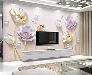 3D Embossed Floral Wallpaper Tulip Flower Wall Mural Soft Blossom Wall Art Classic - EK CHIC HOME