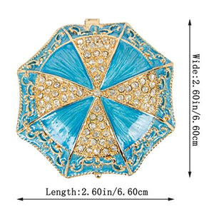 Hand Painted Enameled Umbrella Shape Decorative Hinged Jewelry Trinket Box - EK CHIC HOME
