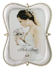 Load image into Gallery viewer, Elegance Metal Picture/Photo Frame Silver with White Enamel and Pearls 3.5 x 5 Inch - EK CHIC HOME