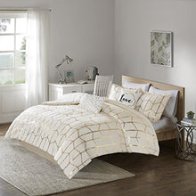 Load image into Gallery viewer, 5PCS Ivory/Gold Design Comforter Set, Full/Queen - EK CHIC HOME