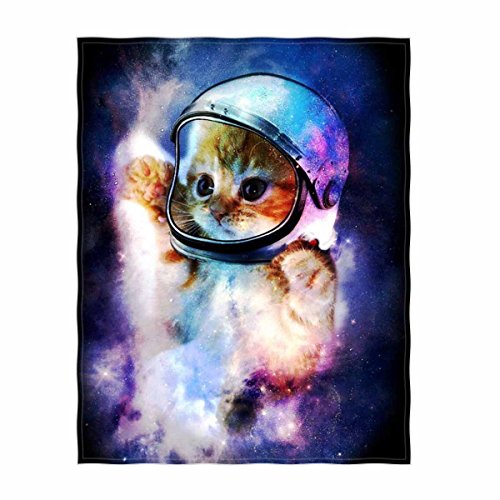 Galaxy Cat Printing Velvet Plush Throw Blanket  58