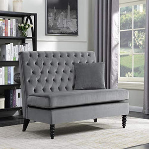 Modern Button Tufted Settee Bedroom Bench Loveseat Sofa Living Room Velvet, - EK CHIC HOME