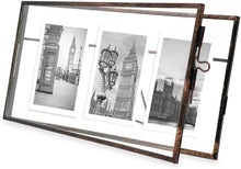 Load image into Gallery viewer, 3-Photo Vintage Style Glass and Metal Floating Picture Frame - EK CHIC HOME