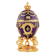Load image into Gallery viewer, Hand Painted Enameled Elegant Purple Faberge Egg Style Decorative Hinged Jewelry Trinket Box - EK CHIC HOME