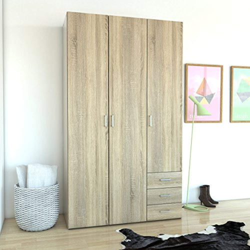 CHIC 3 Drawer & 3 Door Wardrobe Oak Structure - EK CHIC HOME