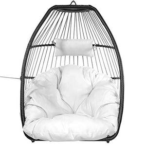 Luxury Wicker Hanging Chair - Swing Patio Egg Chair UV Resistant - EK CHIC HOME