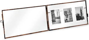 3-Photo Vintage Style Glass and Metal Floating Picture Frame - EK CHIC HOME