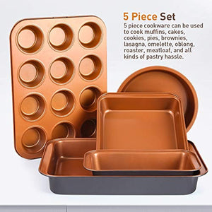 5-Piece Nonstick Copper Bakeware Set - EK CHIC HOME