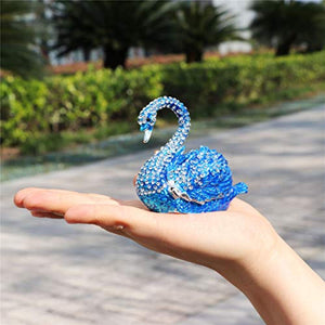 Diamond Blue SWAN Box Hinged Hand-Painted Figurine Collectible Ring Holder with Gift Box - EK CHIC HOME