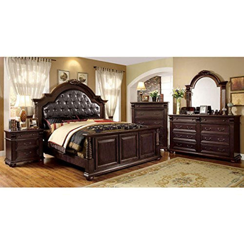 6PC LUXURY Bedroom Set, King, Cherry - EK CHIC HOME