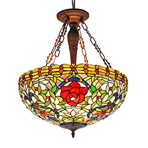 Rose Tiffany Pendant, One Size, Multi-Colored - EK CHIC HOME