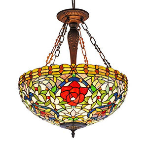 Rose Tiffany Pendant, One Size, Multi-Colored - EK CHIC HOME