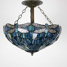 Load image into Gallery viewer, Tiffany Ceiling Fixture Lamp Semi Flush Mount 16 Inch Stained Glass Shade - EK CHIC HOME