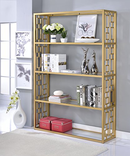 Blanrio Etagere Bookshelf, Clear Glass/Gold - EK CHIC HOME