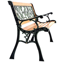 Load image into Gallery viewer, 50&#39;&#39; Patio Park Garden Bench, Outdoor Furniture Iron &amp; Hardwood Frame Porch Loveseat - EK CHIC HOME