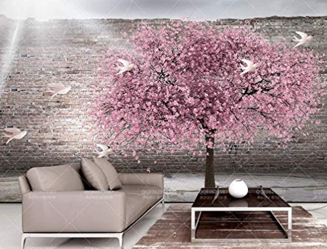 Floral Wallpaper Cherry Blossom Wall Mural Pink Sakura Wall Print Contemporary Home - EK CHIC HOME