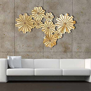 8 Golden Flowers Extra Large Metal Wall Sculpture - EK CHIC HOME