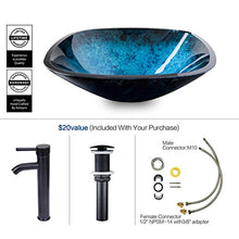 Load image into Gallery viewer, Artistic Square Bathroom Sink Blue Tempered Glass Combo with Faucet - EK CHIC HOME