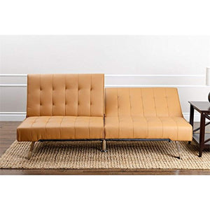 CHIC Leather Foldable Sleeper Sofa in Camel - EK CHIC HOME