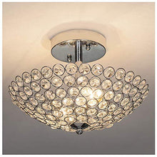 Load image into Gallery viewer, 2 Lights 11.8 Inches Bowl Shaped Chrome Finish Crystal Flush Mount Ceiling Light - EK CHIC HOME