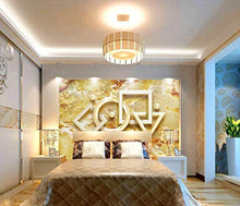 Load image into Gallery viewer, Wall Mural 3D Wallpaper Golden  Geometric Relief Stone  Art - EK CHIC HOME