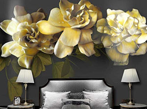 Wall Mural 3D Wallpaper Embossed Beige Flowers Vintage - EK CHIC HOME