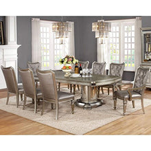 Load image into Gallery viewer, Glamour Design Metallic Platinum Rhinestone Button Tufted Dining Set 1-Table, 6-Side Chairs, 2-arm Chairs - EK CHIC HOME