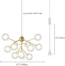 Load image into Gallery viewer, Plug in Sputnik Chandelier 12-Light Pendant  with 16 ft Cord - EK CHIC HOME