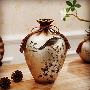 Ceramic Vase Set of 3 Pieces, Chinese Vases for Home Decor, Color: Silver Ash - EK CHIC HOME